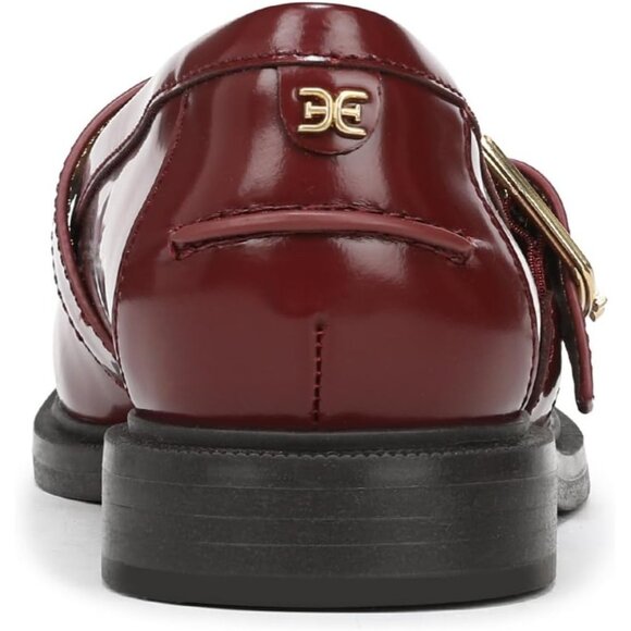 Sam Edelman Womens French Merlot Leather Rounded Toe Ankle Buckle Elaina Loafer - Picture 3 of 6